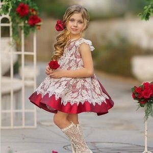 Dollcake princess diaries dress red size 6 9 white lace sparkle flutter sleeve